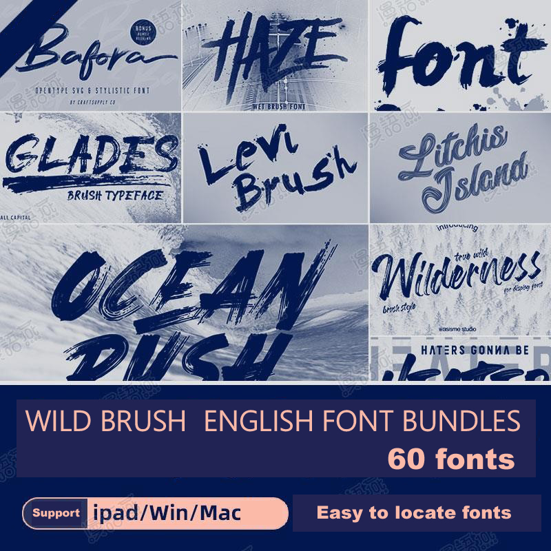 Wild Ink Brush English Font Bundle - 62-wonderful-fonts bundle – Bold Handwritten Calligraphy for Procreate & Photoshop (Mac/Win) - Image 2